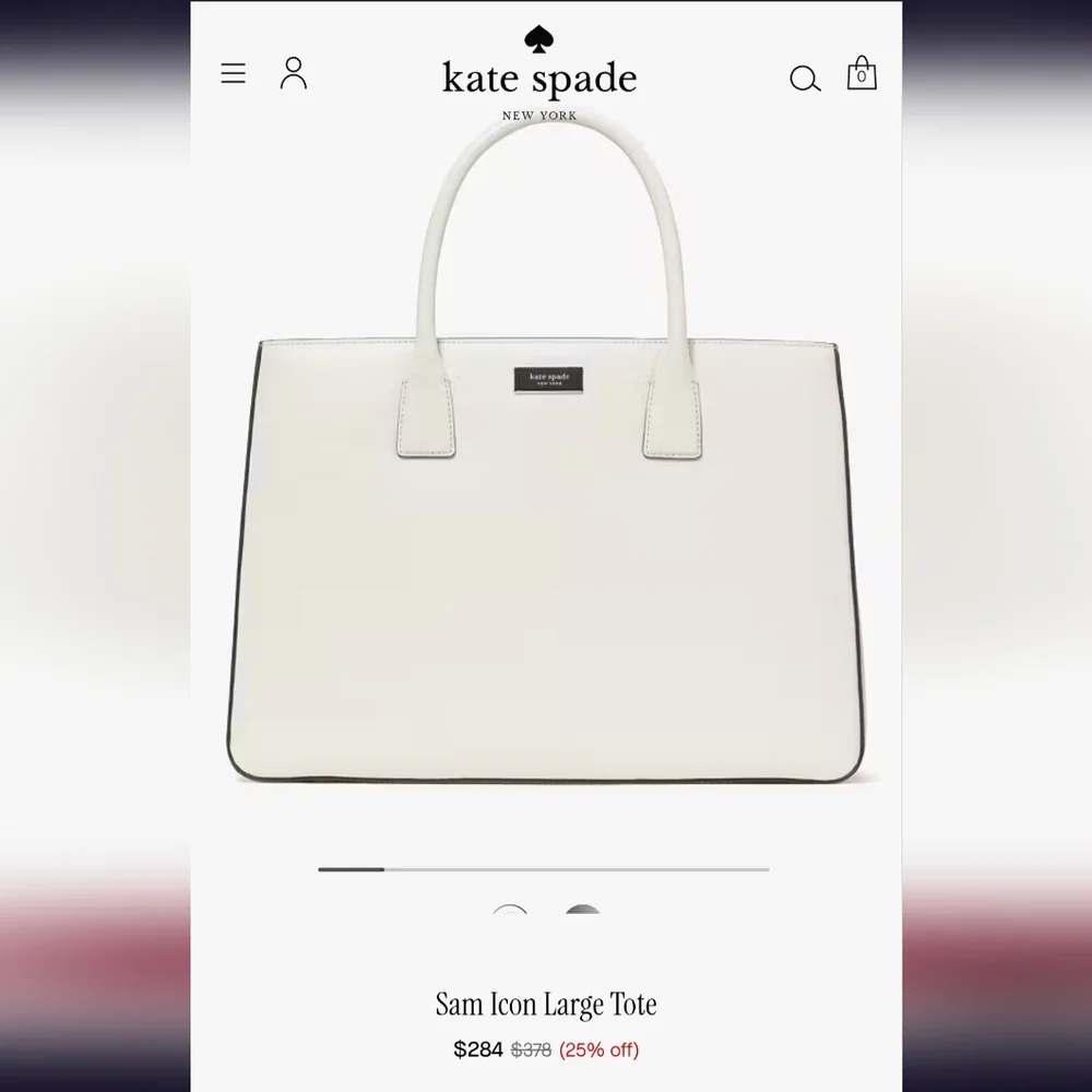 Kate Spade Sam Icon Large Leather Tote Bag Parchment - Picture 11 of 11